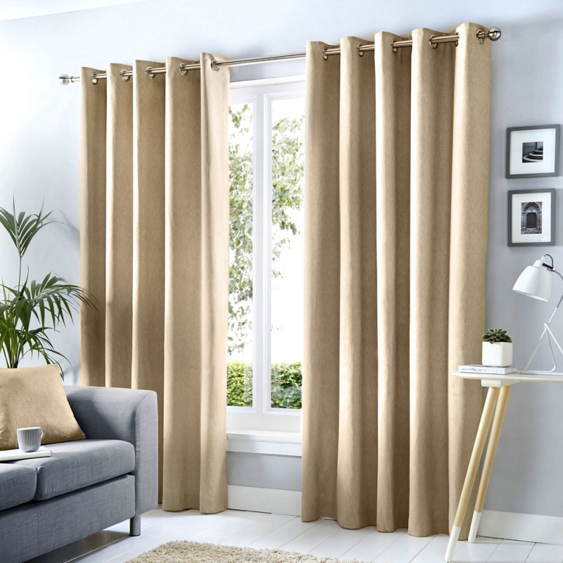 Sorbonne Eyelet Headed Curtains Lined Natural