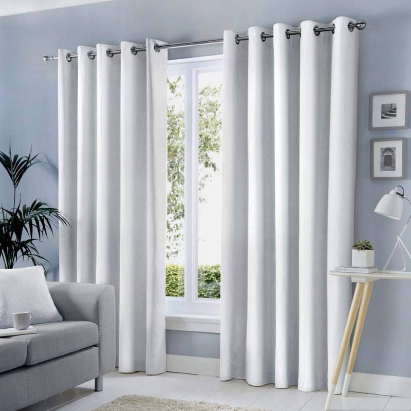 Sorbonne Eyelet Headed Curtains Lined White