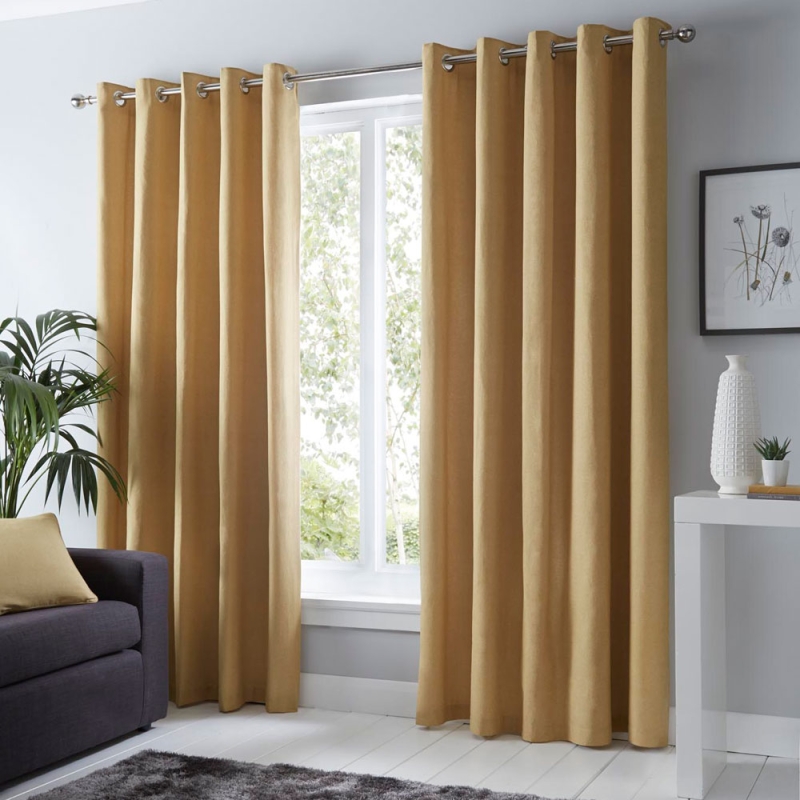 Sorbonne Eyelet Headed Curtains Ochre