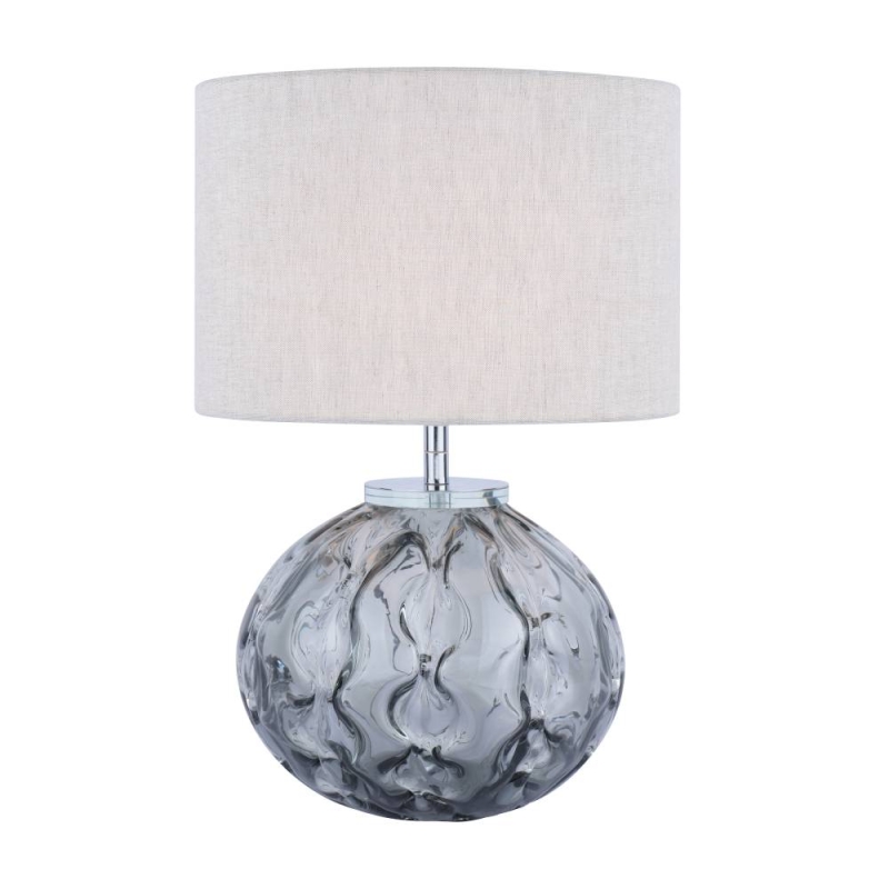 Laura Ashley Laura Ashley Elderdale Table Lamp Smoked Glass & Polished Chrome With Shade