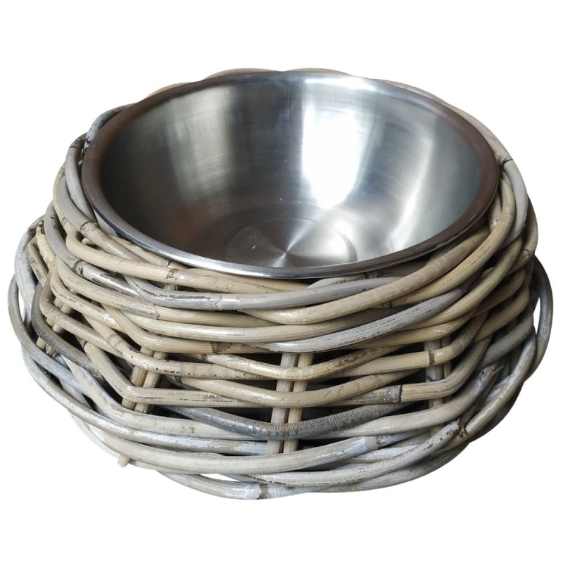 Round Dog Bowl Basket With Metal Insert