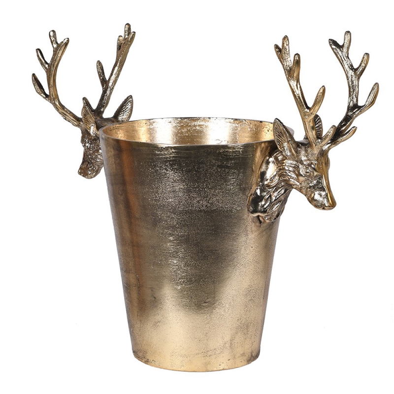 Antique Brass Reindeer Wine Cooler