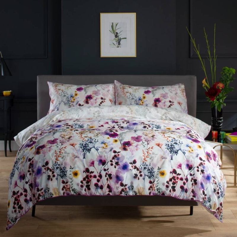 Watercolour Floral Duvet Set Lavender