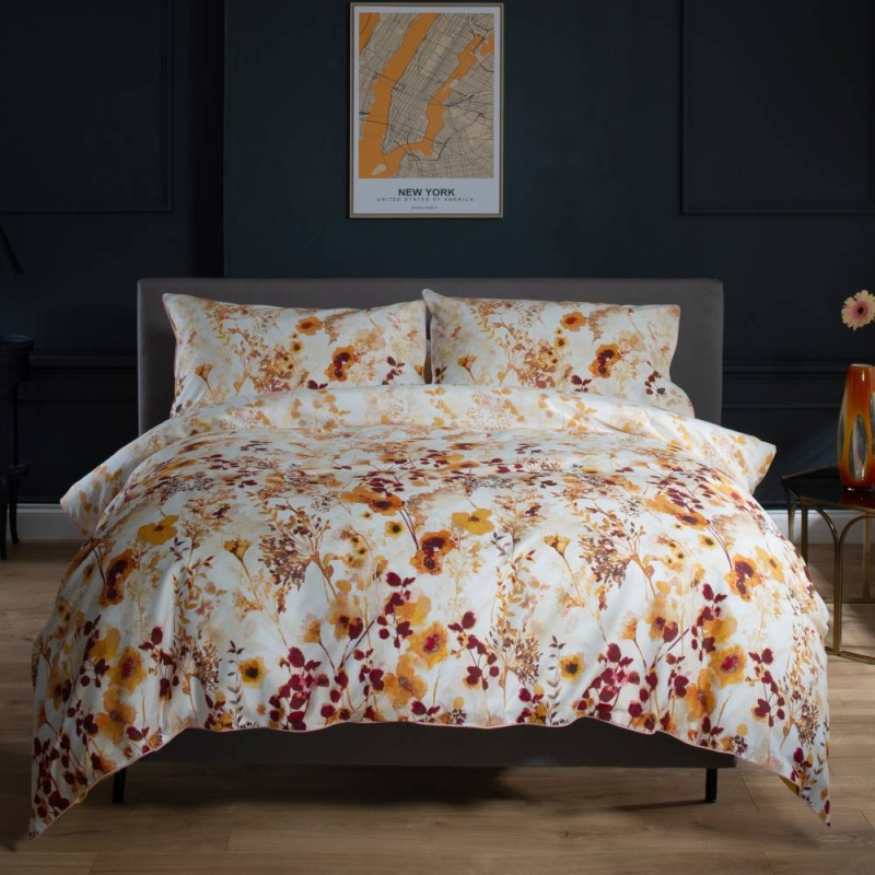 Watercolour Floral Duvet Set Spice