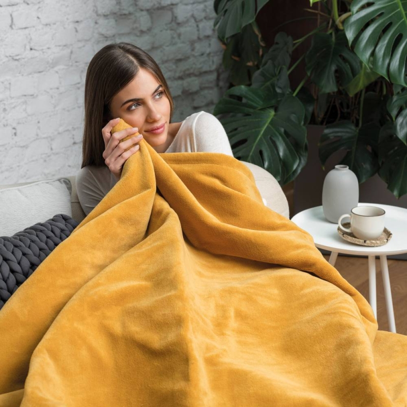 Intelliheat Large Mustard Throw 120X160cm 