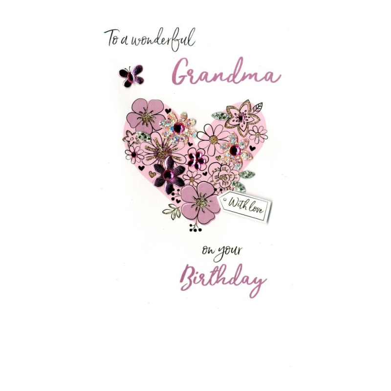 Grandma Floral Heart - Birthday Card