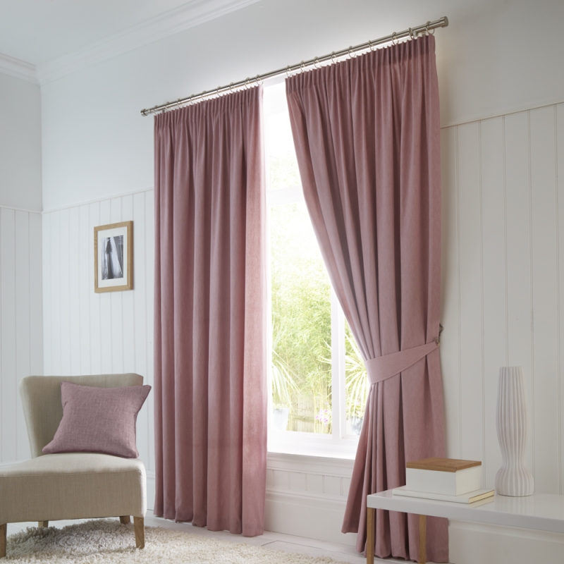 Fusion Dijon Eyelet Headed Curtains Lined Blush