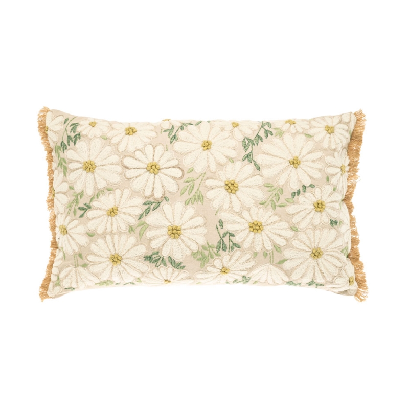 Embroidered Marguerite Cushion 