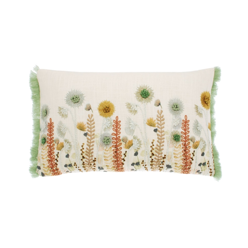 Embroidered Wildflower Cushion