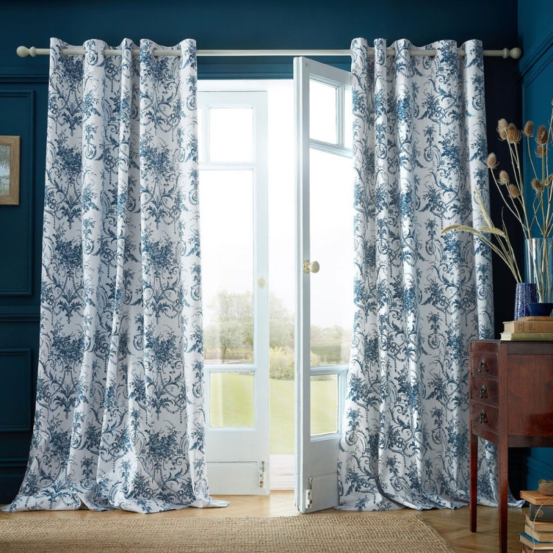 Laura Ashley Tuileries Eyelet Headed Curtains Midnight