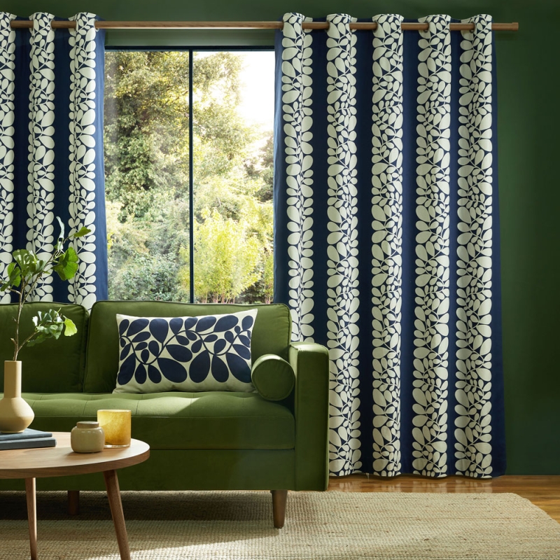 Orla Kiely Sycamore Stripe Readymade Curtains Space Blue