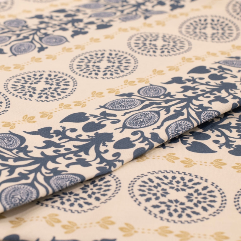 Walleby Indigo Soft Gold Fabric