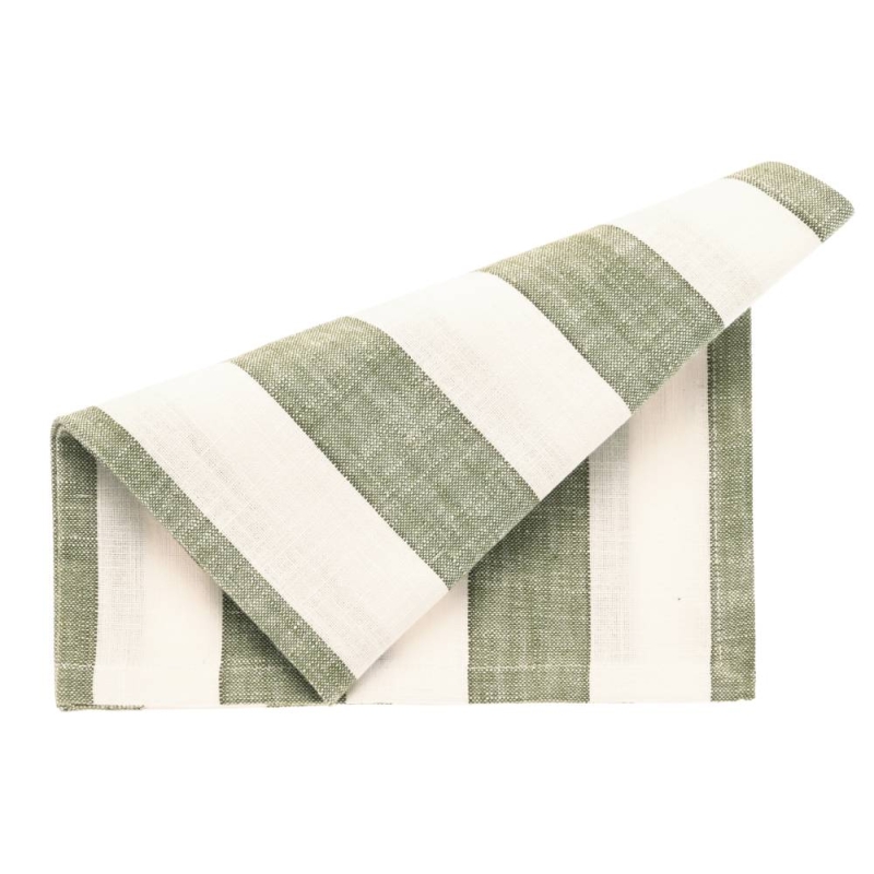 Walton & Co Wide Strip Napkin Set - Olive