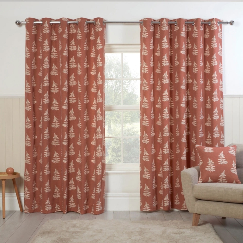 Esher Eyelet Headed Lined Curtains Terracotta