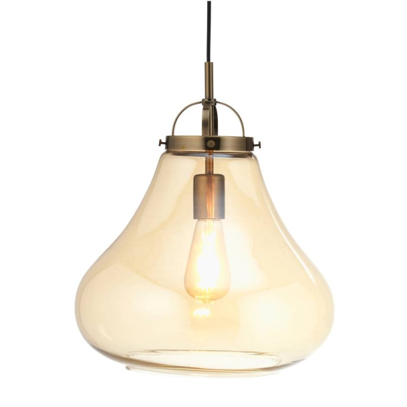 Turua Antique Brass & Glass Pendant Light 