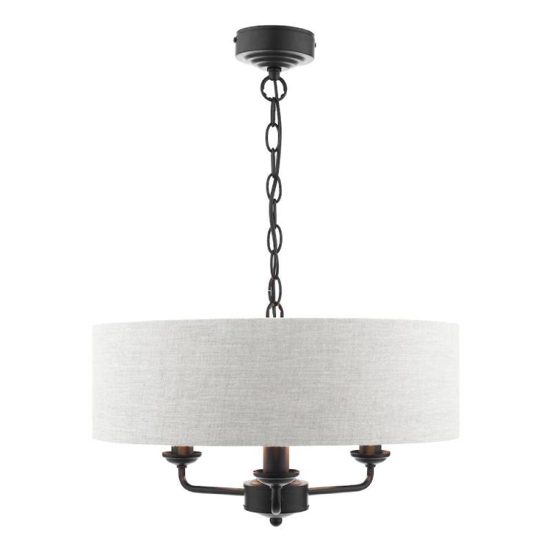 Laura Ashley Sorrento 3 Light Pendant Matt Black with Shade