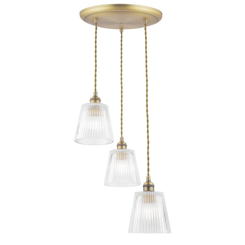 Laura Ashley Callaghan 3 Light Pendant Antique Brass