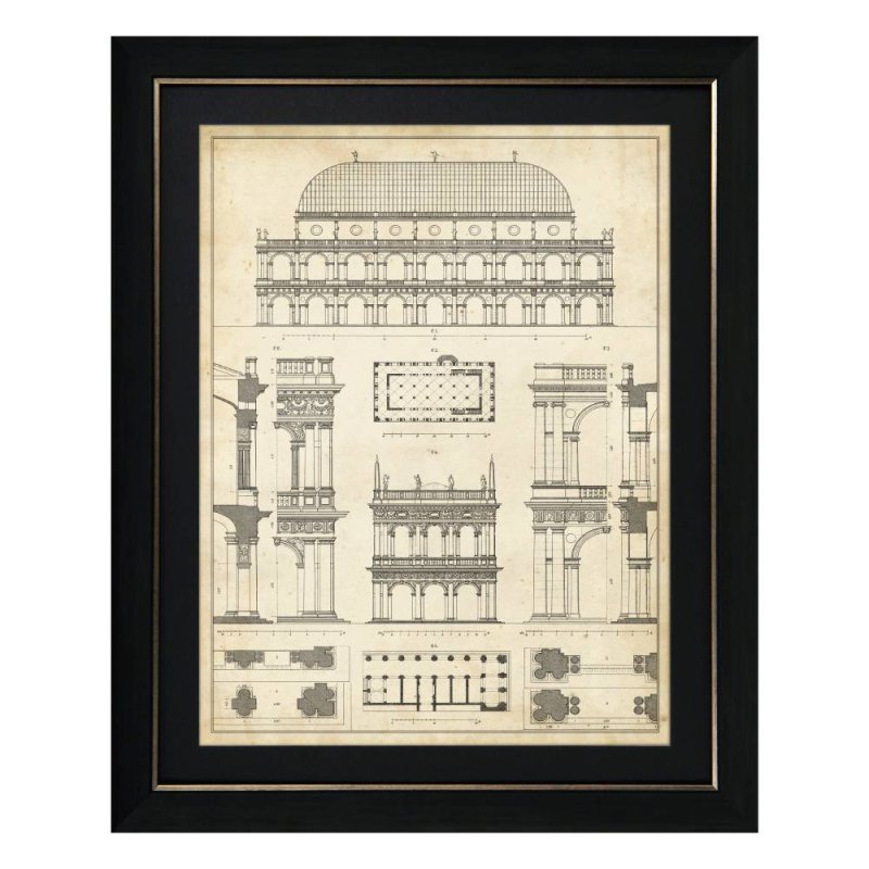 Vintage Architect Plans IV Framed Picture