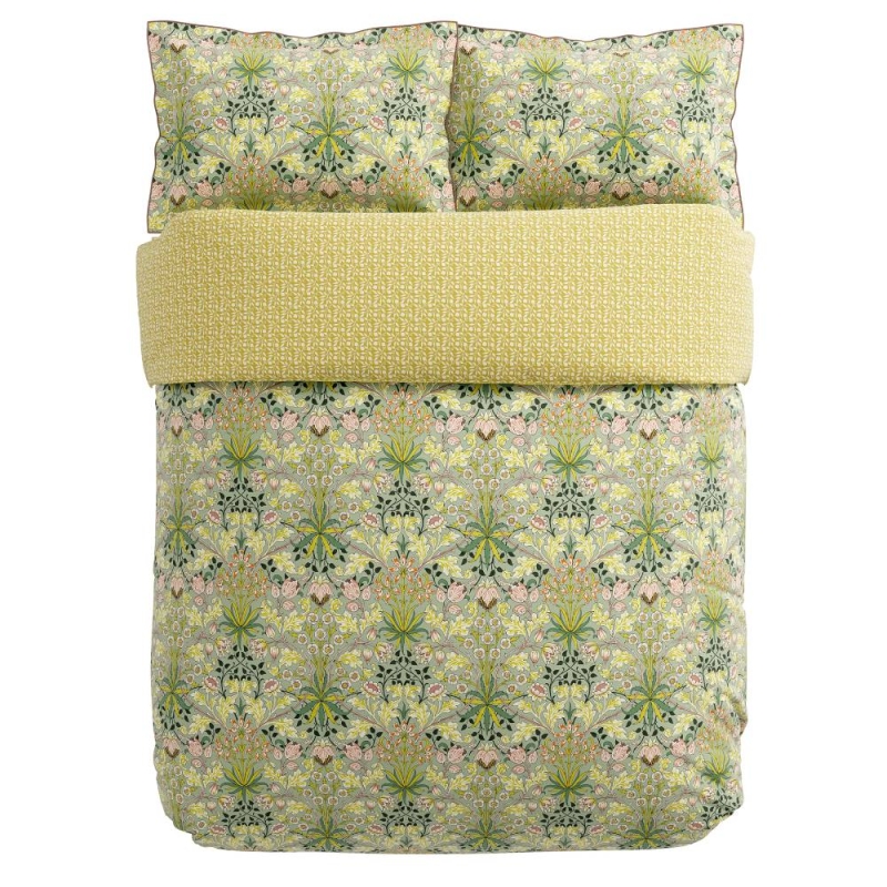 Morris & Co | V&A Hyacinth Cover Set Sage & Citrus