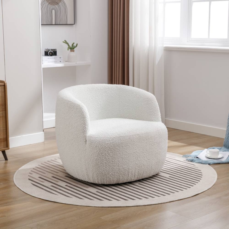 Adella Swivel Accent Chair Ivory 