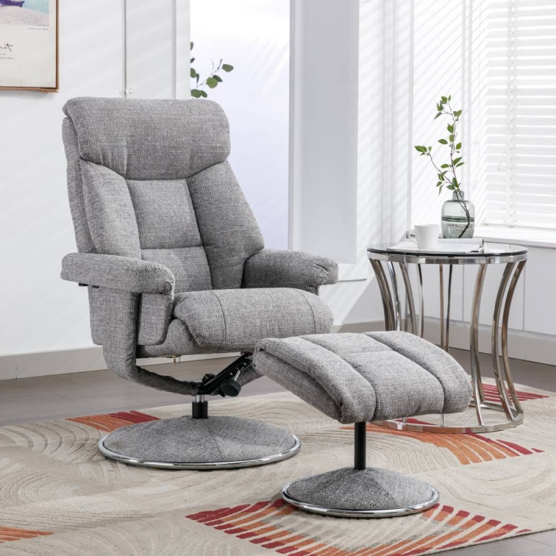 Bradfield Swivel Recliner Chair & Footstool Lisbon Rock