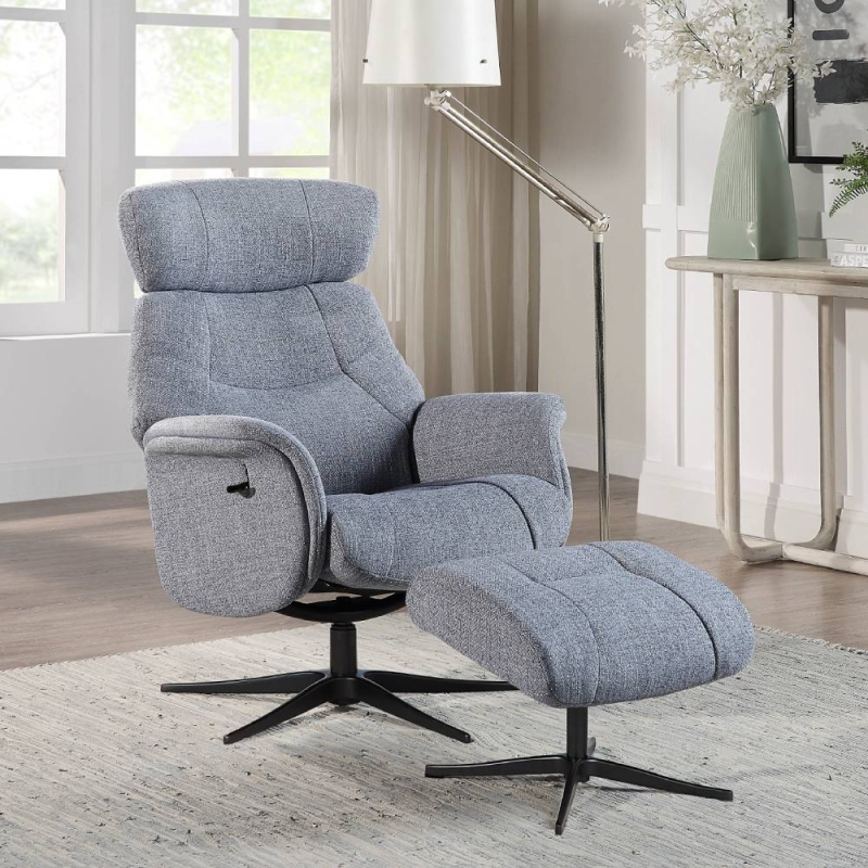 Melody Swivel Recliner & Footstool Powder Blue