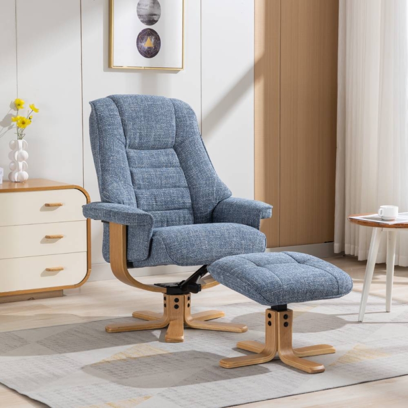 Sven Swivel Recliner & Footstool Chacha Ocean