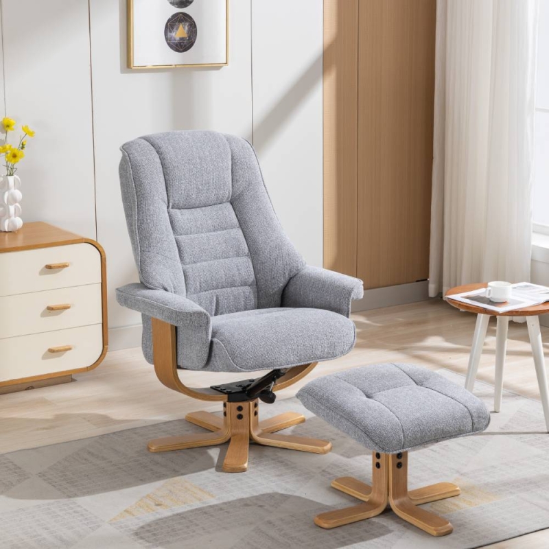 Sven Swivel Recliner & Footstool Chacha Dove