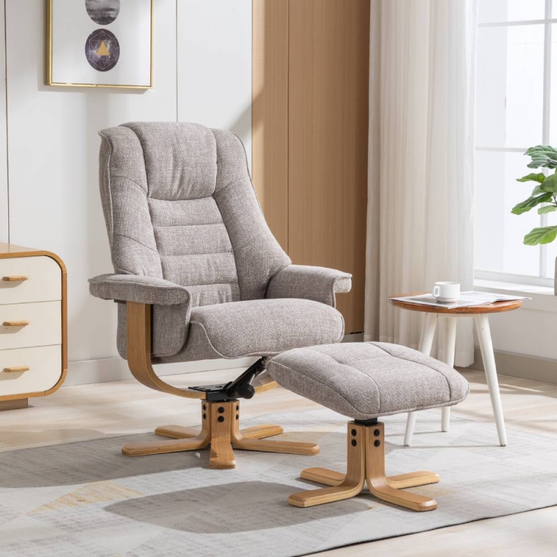 Sven Swivel Recliner & Footstool Chacha Oat