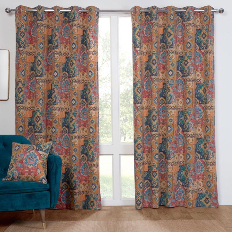 Gordon John Chalet Eyelet Headed Curtains Multi