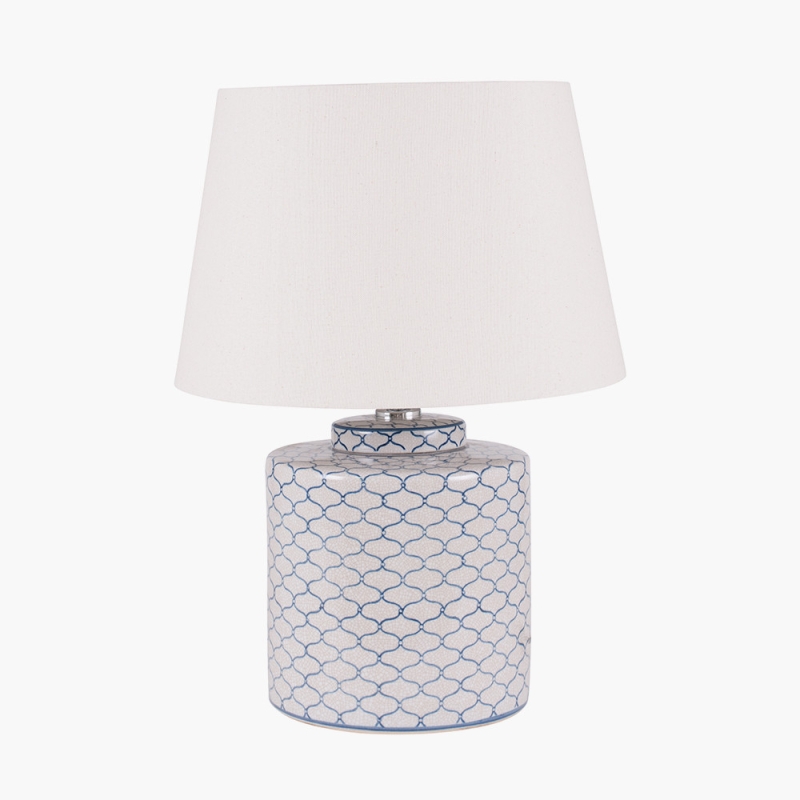 Demetri Ceramic Grey and Blue Detail Table Lamp