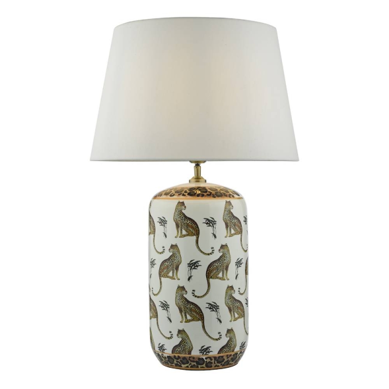 Tigris White Leoplard Motif Ceramic Table Lamp - Base Only