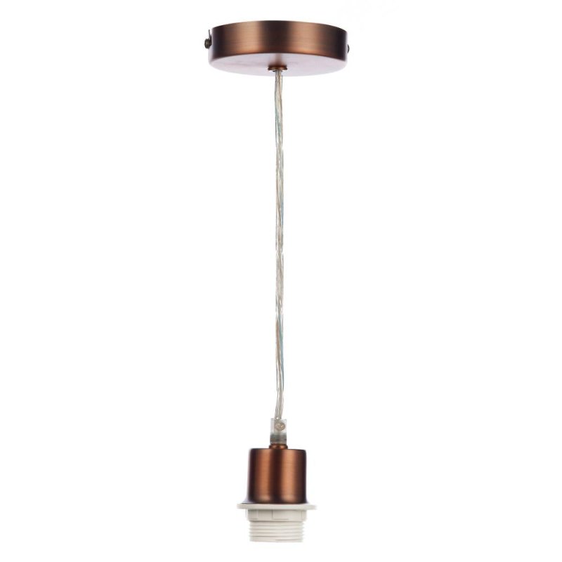 1 Light Aged Copper E27 Suspension With Clear Cable