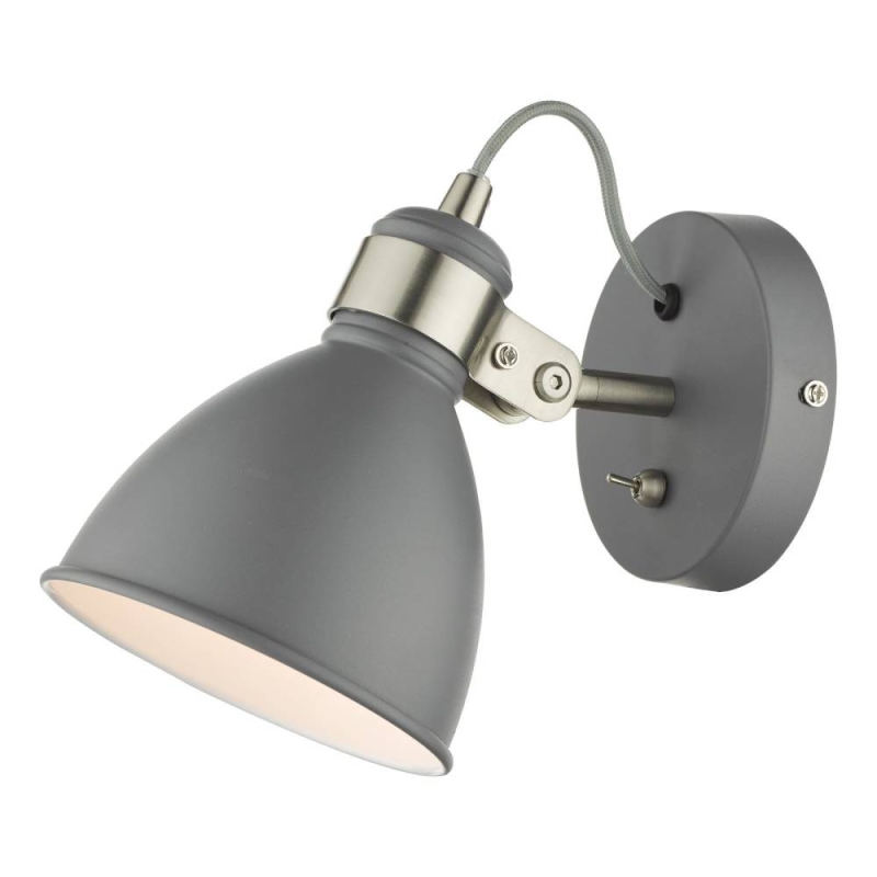 Dar Frederick Wall Light in Dark Grey and Satin Chrome