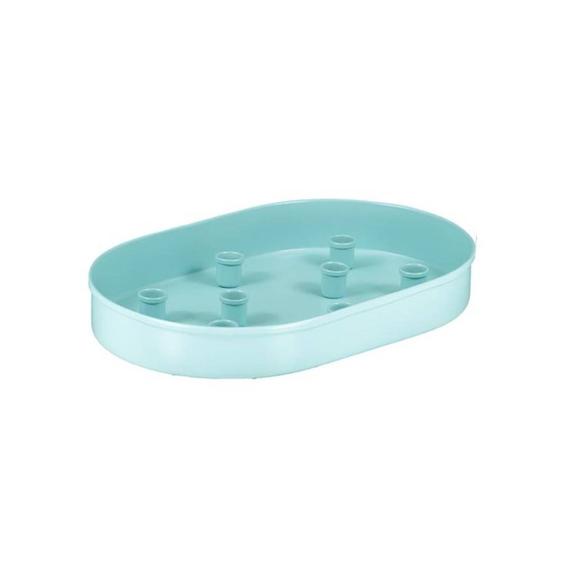 British Colour Standard Large Oval Metal Candle Platter Sky Blue