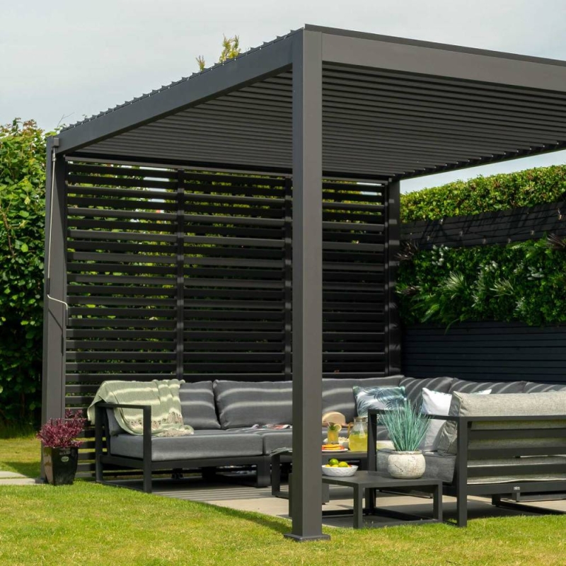 Louvred Aluminium Side Wall For Helios 1m - Slate Grey