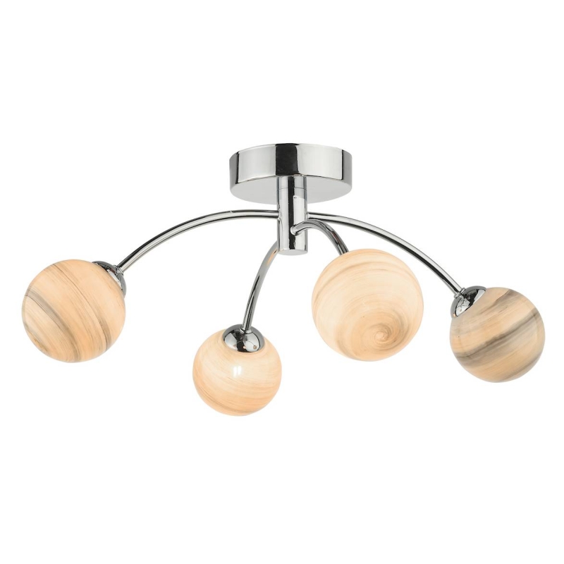 Izzy 4 Light Semi Flush Polished Chrome Swirl Glass