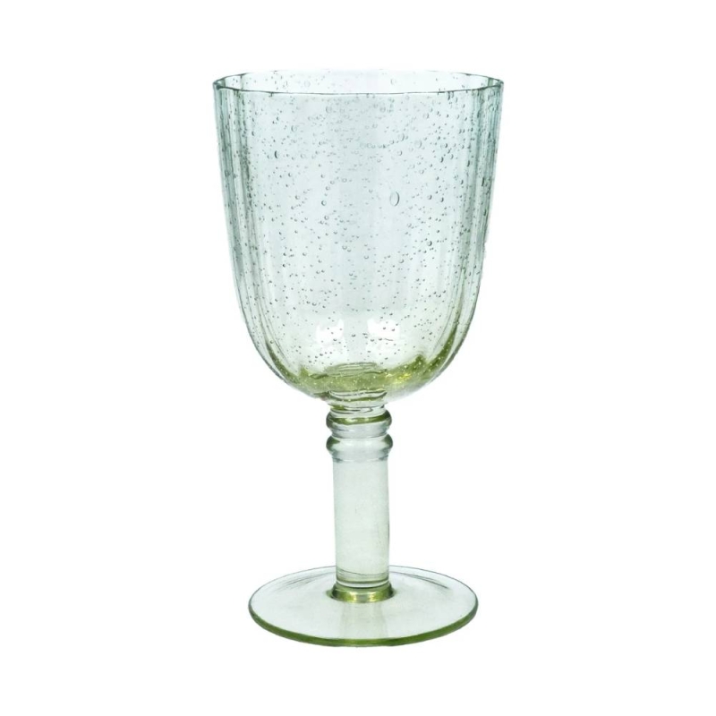 Gisela Graham Green Bubble Fluted Wine Goblet