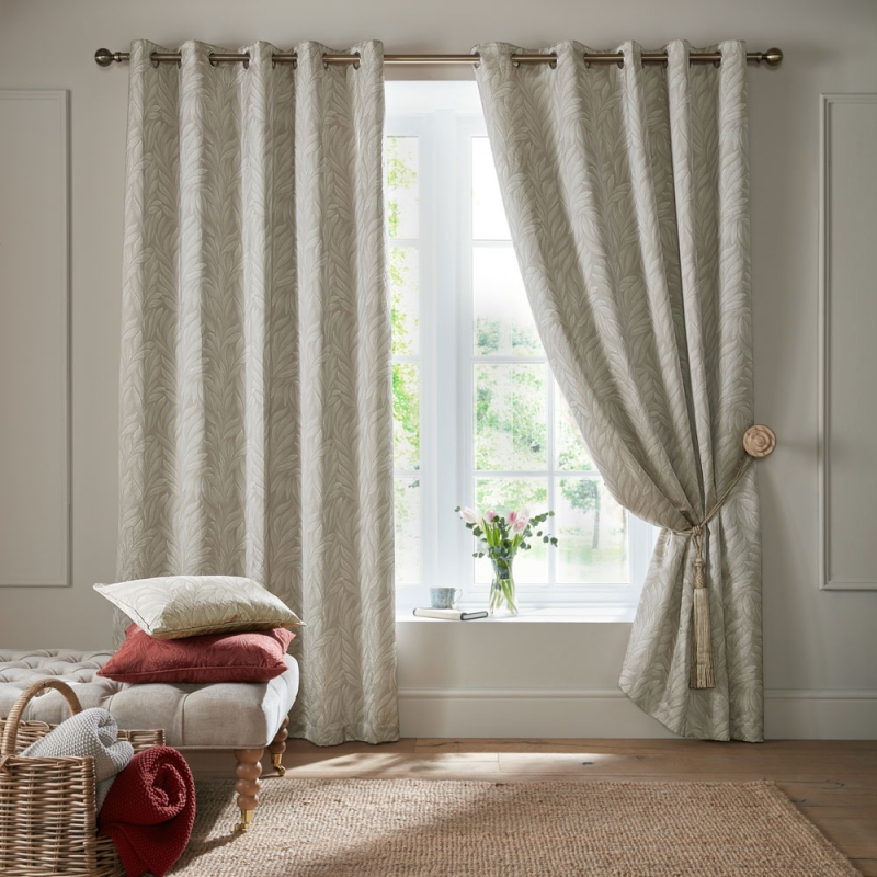 Laura Ashley Coulderton Eyelet Headed Curtains Lined Natural