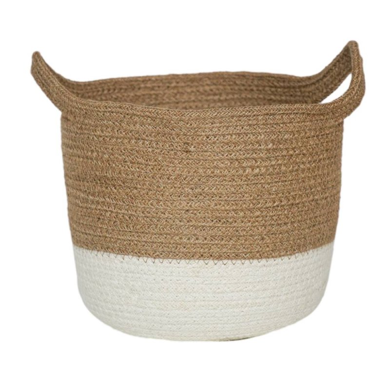 Geilo Jute Lined White Basket - 19cm