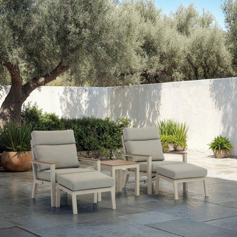 Umbria 2 Reclining Armchairs with Coffee Table & 2 Stools in Mocha