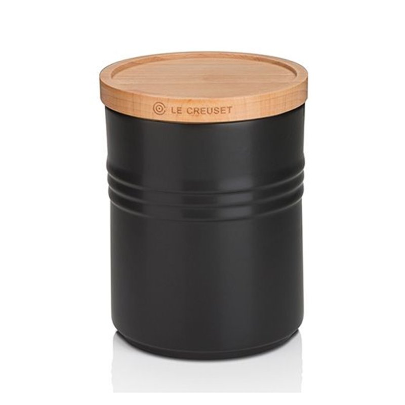 le creuset medium storage jar wood satin black