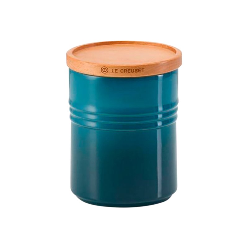 Le Creuset Medium Storage Jar with Wood Lid Teal