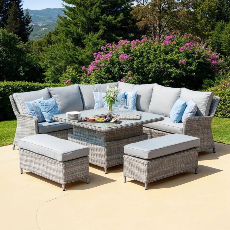 Oakham Grand Corner Set with Rising Table, Ice Bucket & 2 Benches
