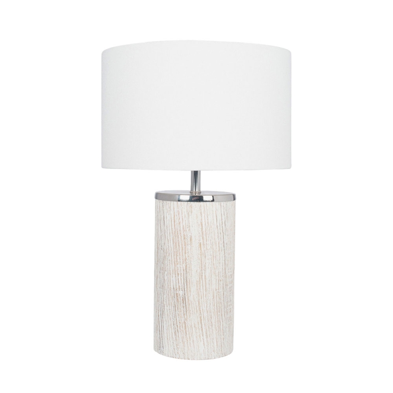 Haley Wood White Wash Table Lamp with Shade