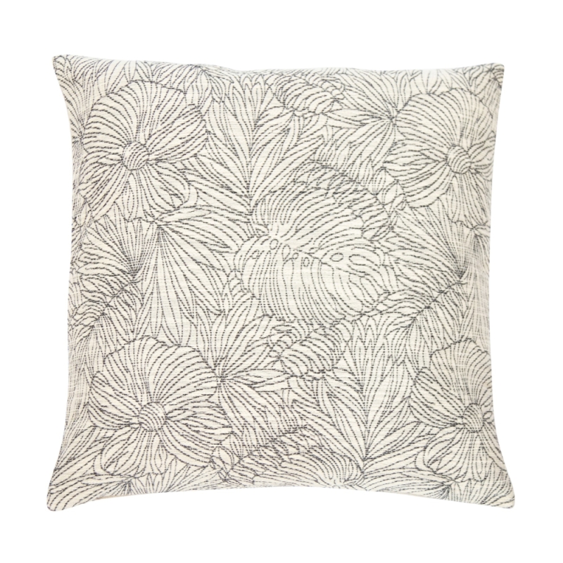 Kosongo 50cm Cushion Jacquard Floral Cream Grey