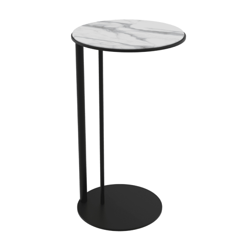 Alta End Table Lacquered Steel Marble
