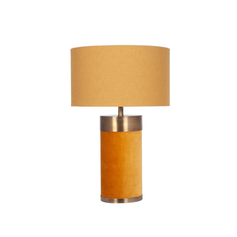 Dempsey Mustard Velvet and Antique Gold Table Lamp & Mustard Shade