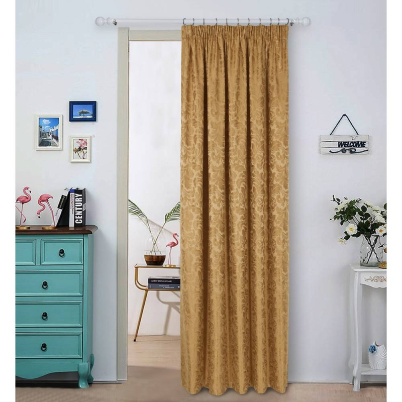 Buckingham Pencil Headed Door Curtains Gold