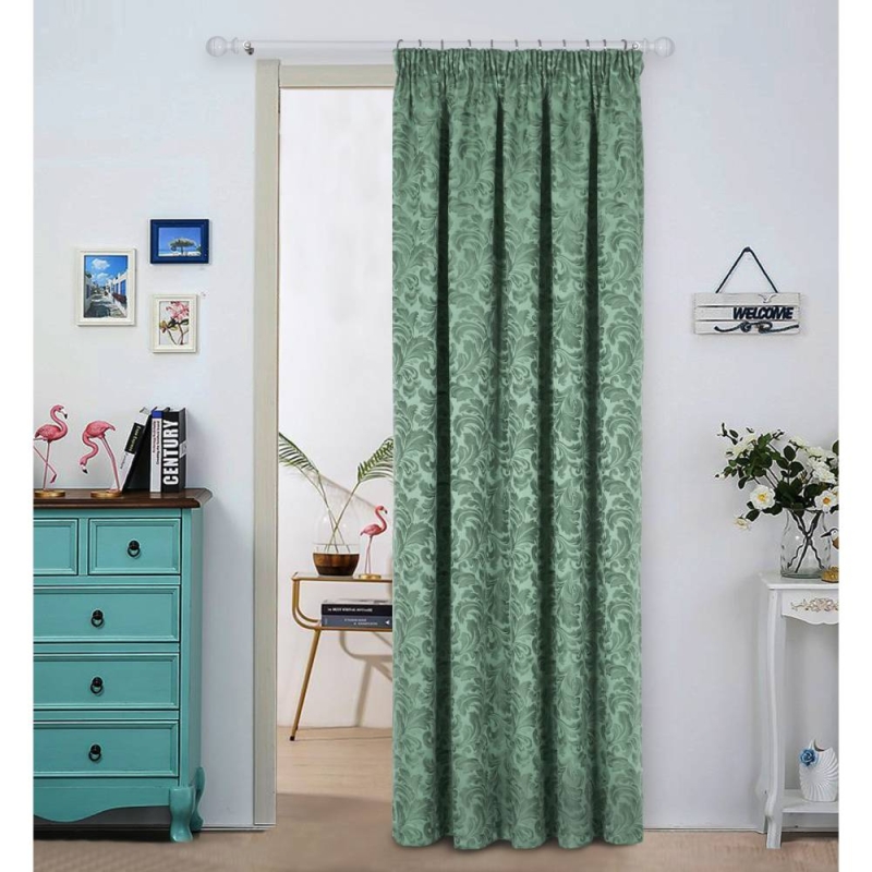 Buckingham Pencil Headed Door Curtain 117cm x 213cm Gold